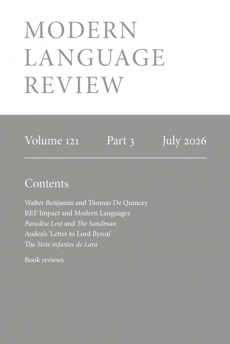 Modern Language Review (121.3) July 2026