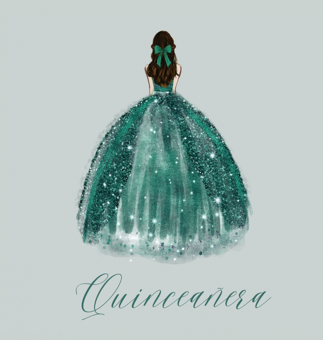 Quinceanera Guest Book with green dress (hardback)