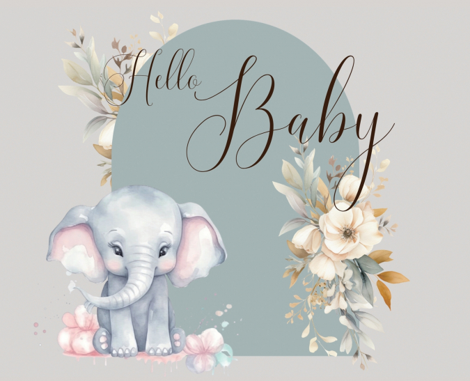 Hello Baby, Baby Shower hardback Guest Book (landscape)