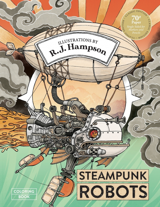 Steampunk Robots Coloring Book