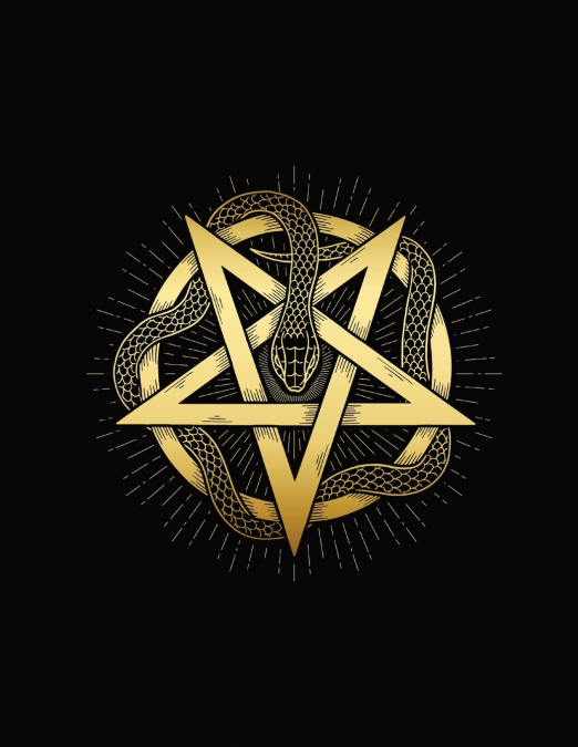 Enchanted Embrace | A Mystical Snake and Gold Pentagram Journal