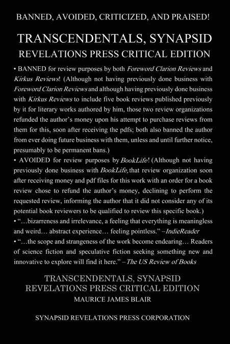 Transcendentals, Synapsid Revelations Press Critical Edition