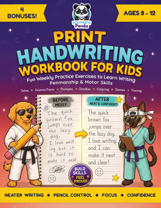 Print Handwriting Workbook for Kids 8-12