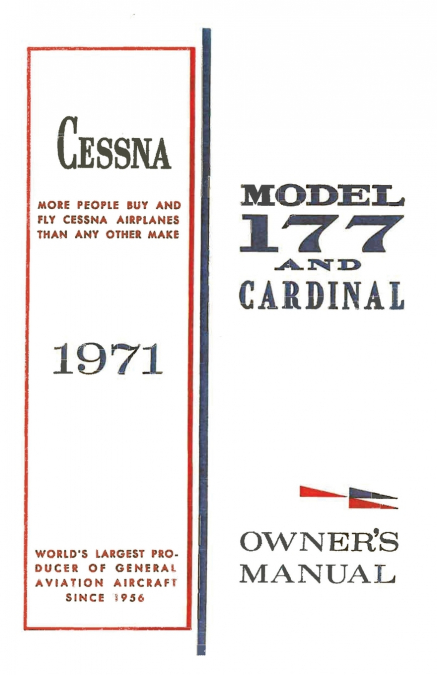 Cessna 1971 Model 177 and Cardinal Owner’s Manual