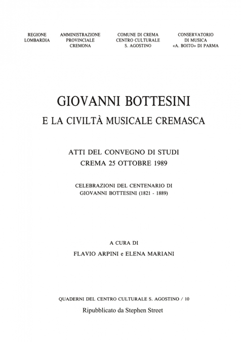 Giovanni Bottesini e la Civiltà Musicale Cremasca