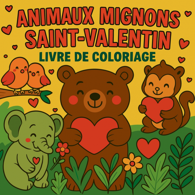 Animaux Mignons de Saint-Valentin - Livre de Coloriage
