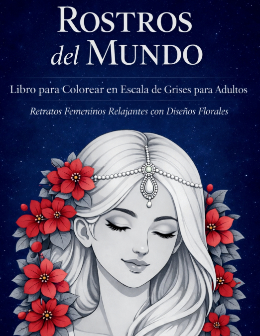 Rostros del Mundo - Libro para Colorear en Escala de Grises para Adultos