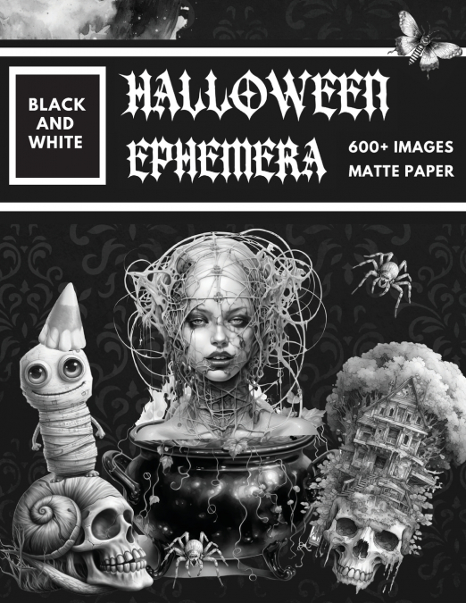 Black and White Halloween Ephemera Book