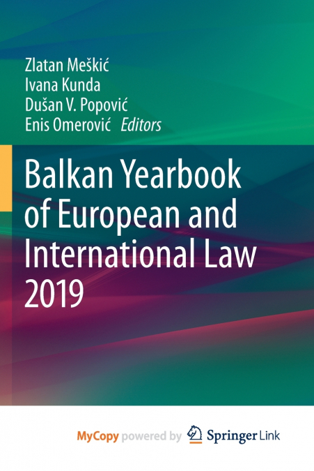 Balkan Yearbook of European and International Law 2019