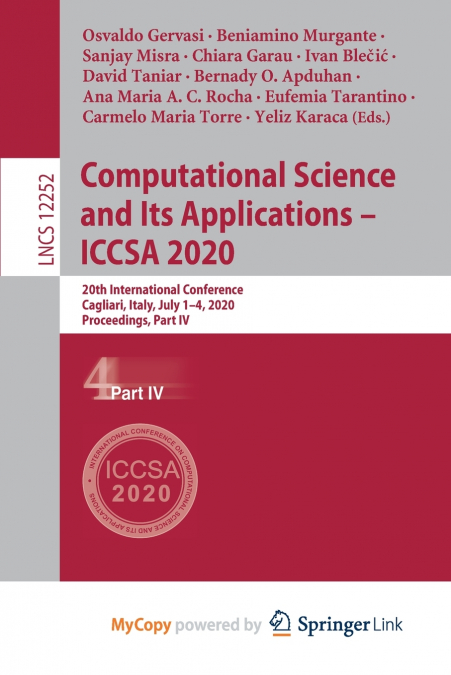 Computational Science and Its Applications - ICCSA 2020