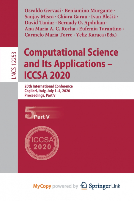 Computational Science and Its Applications - ICCSA 2020