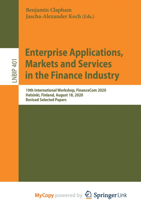 Enterprise Applications, Markets and Services in the Finance Industry