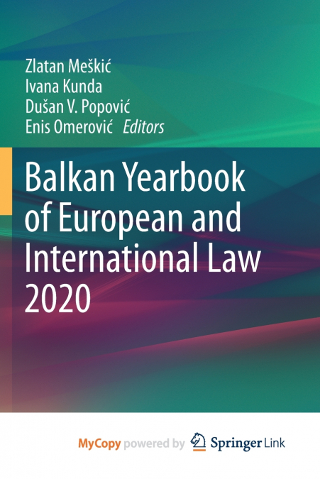 Balkan Yearbook of European and International Law 2020