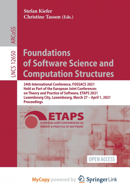 Foundations of Software Science and Computation Structures