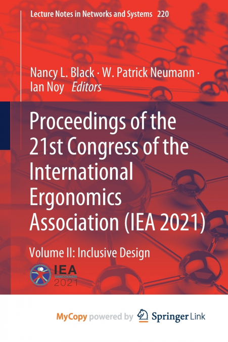 Proceedings of the 21st Congress of the International Ergonomics Association (IEA 2021)