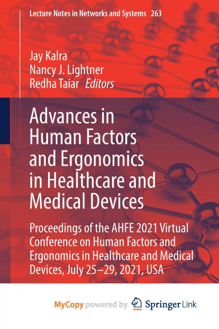 Advances in Human Factors and Ergonomics in Healthcare and Medical Devices