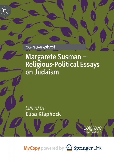 Margarete Susman - Religious-Political Essays on Judaism