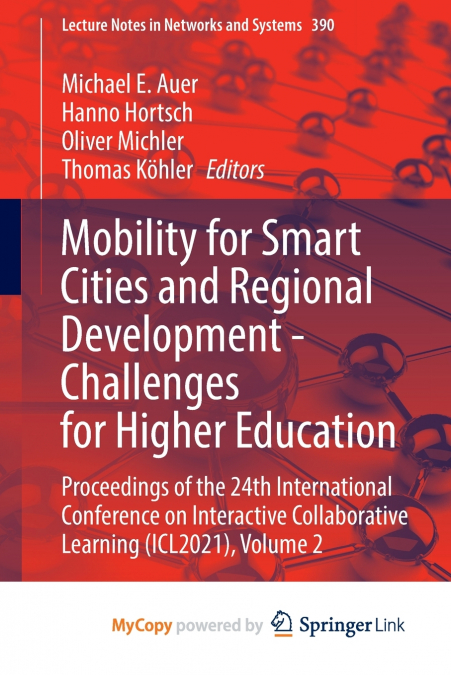 Mobility for Smart Cities and Regional Development - Challenges for Higher Education