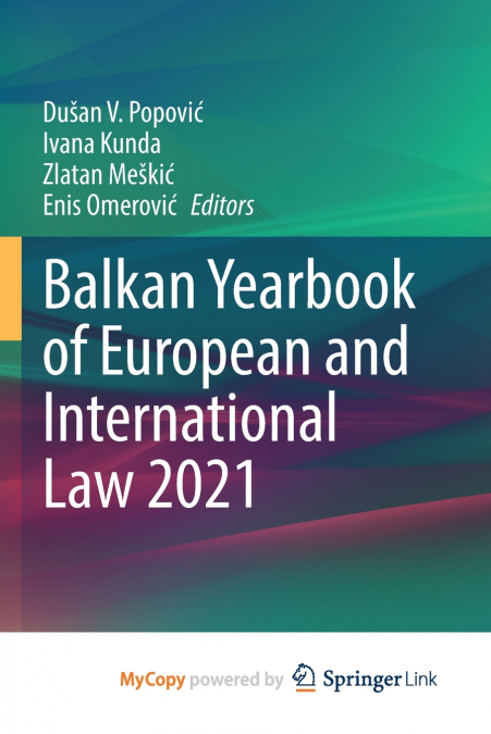 Balkan Yearbook of European and International Law 2021