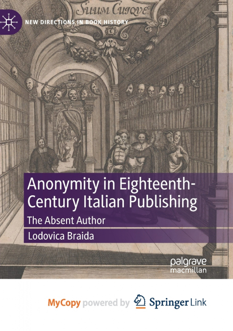 Anonymity in Eighteenth-Century Italian Publishing