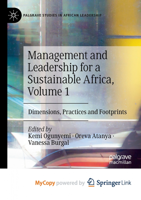 Management and Leadership for a Sustainable Africa, Volume 1