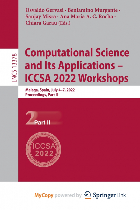 Computational Science and Its Applications - ICCSA 2022 Workshops