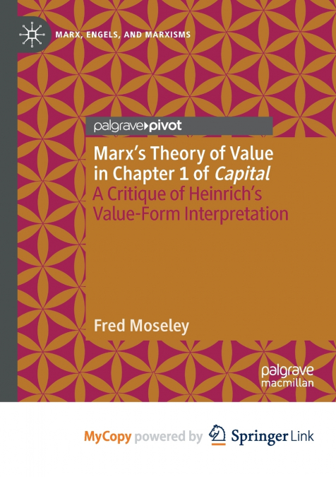 Marx’s Theory of Value in Chapter 1 of Capital