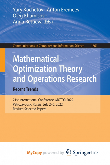 Mathematical Optimization Theory and Operations Research