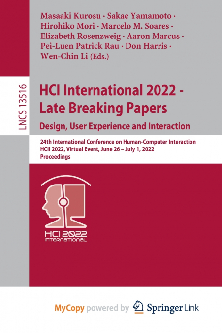 HCI International 2022 - Late Breaking Papers. Design, User Experience and Interaction