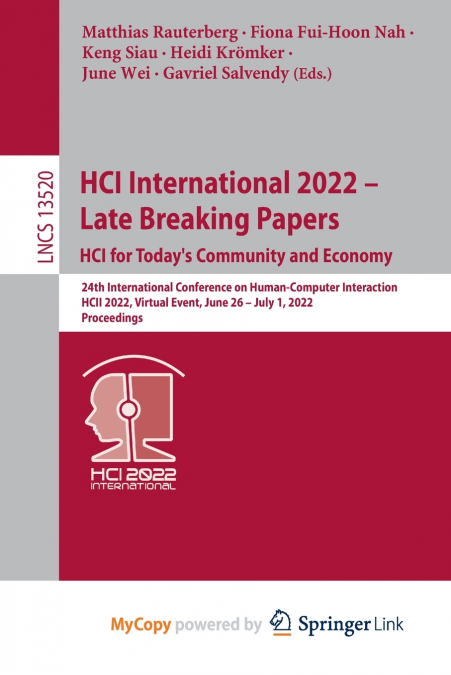 HCI International 2022 - Late Breaking Papers