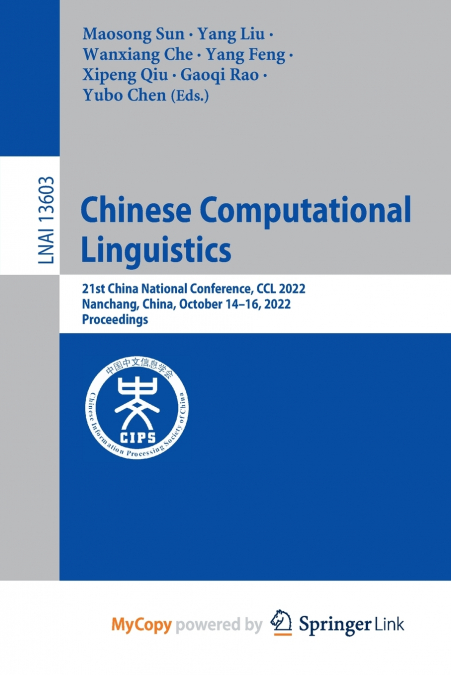 Chinese Computational Linguistics