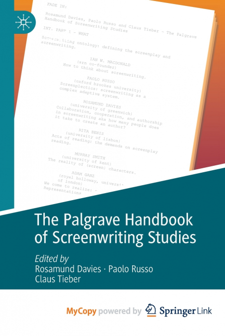 The Palgrave Handbook of Screenwriting Studies