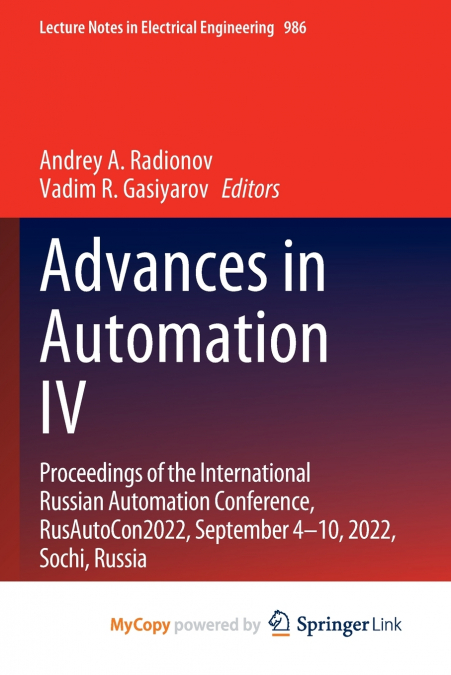 Advances in Automation IV