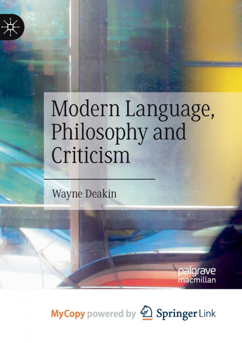 Modern Language, Philosophy and Criticism
