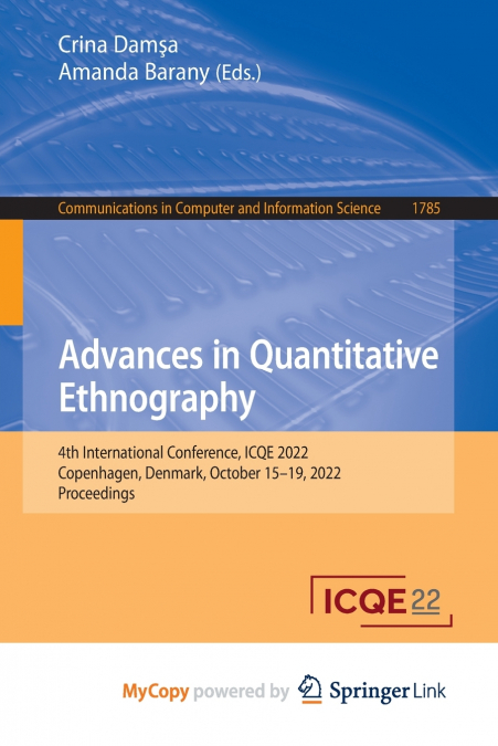 Advances in Quantitative Ethnography