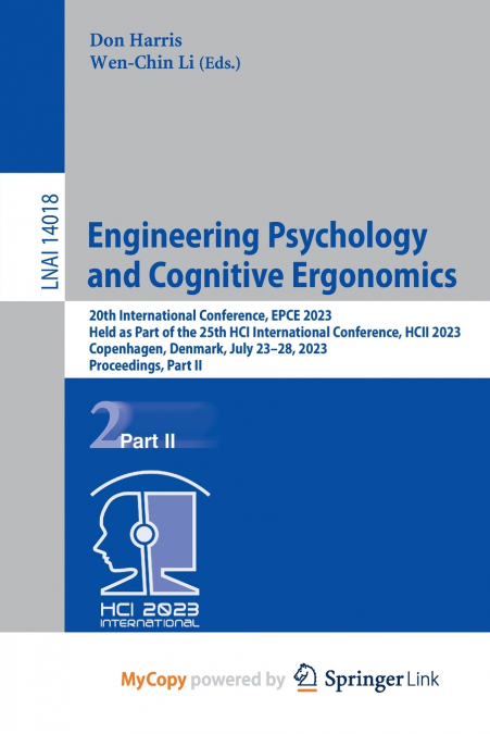 Engineering Psychology and Cognitive Ergonomics