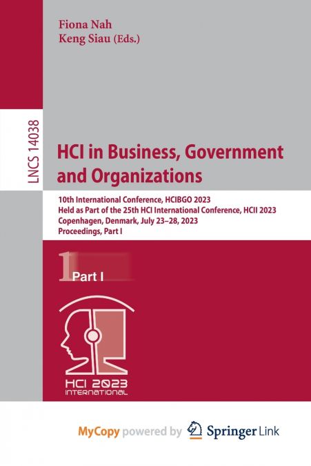 HCI in Business, Government and Organizations