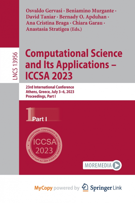 Computational Science and Its Applications - ICCSA 2023
