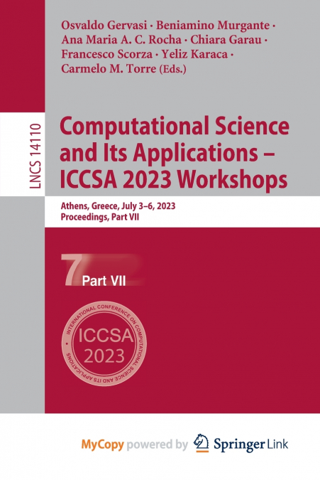 Computational Science and Its Applications - ICCSA 2023 Workshops