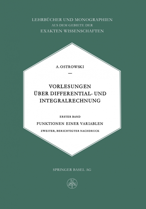 Vorlesungen Uber Differential- Und Integralrechnung