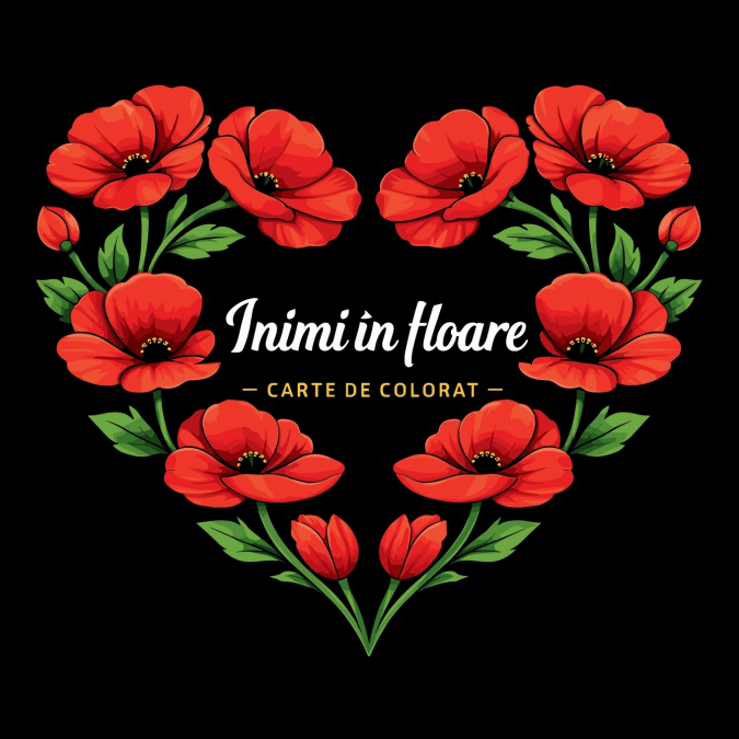 Inimi în floare - Carte de colorat