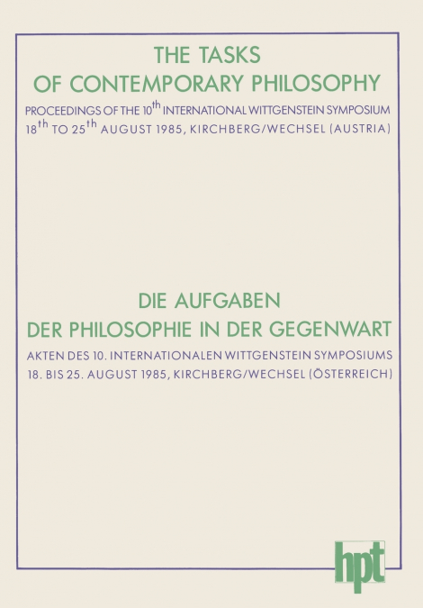 The Tasks of Contemporary Philosophy / Die Aufgaben Der Philosophie in Der Gegenwart