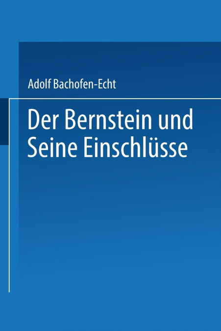 Der Bernstein Und Seine Einschlusse