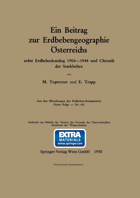 Ein Beitrag Zur Erdbebengeographie Osterreichs