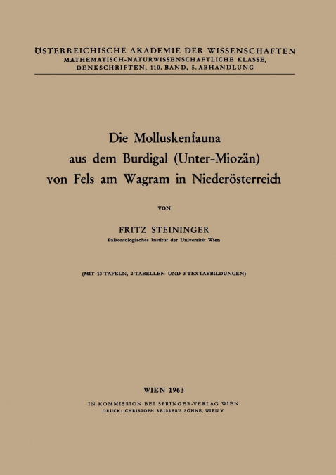 Die Molluskenfauna aus dem Burdigal (Unter-Miozän) von Fels am Wagram in Niederösterreich