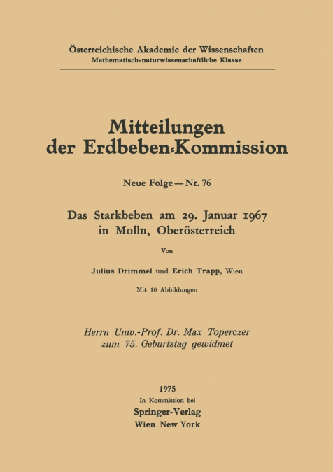Das Starkbeben Am 29. Januar 1967 in Molln, Oberasterreich