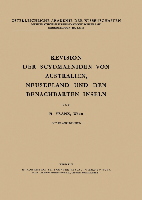 Revision Der Scydmaeniden Von Australien, Neuseeland Und Den Benachbarten Inseln