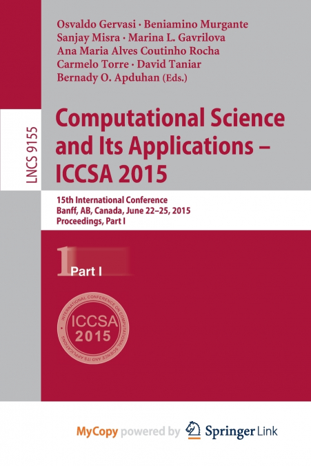 Computational Science and Its Applications -- ICCSA 2015