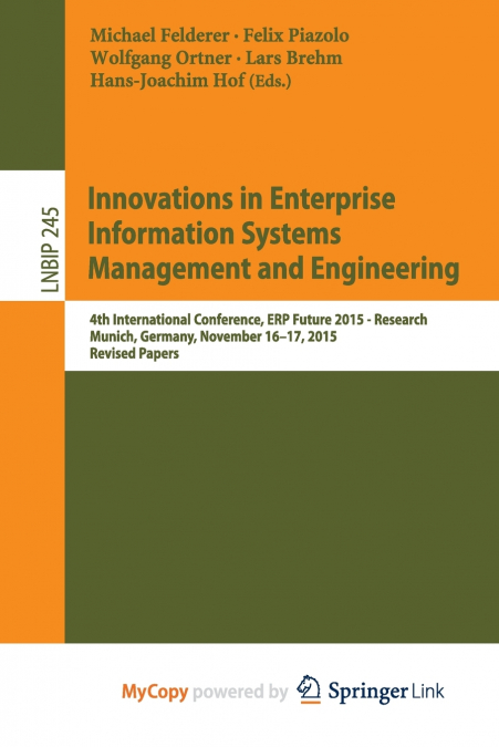 Innovations in Enterprise Information Systems Management and Engineering