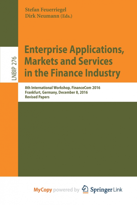 Enterprise Applications, Markets and Services in the Finance Industry